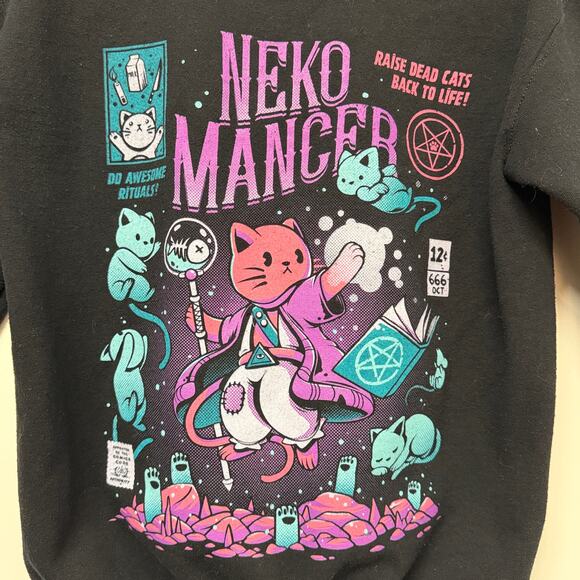 NekoMancer Cat Crewneck – Graphic Goth Sweatshirt – Size Small - Picture 2 of 6